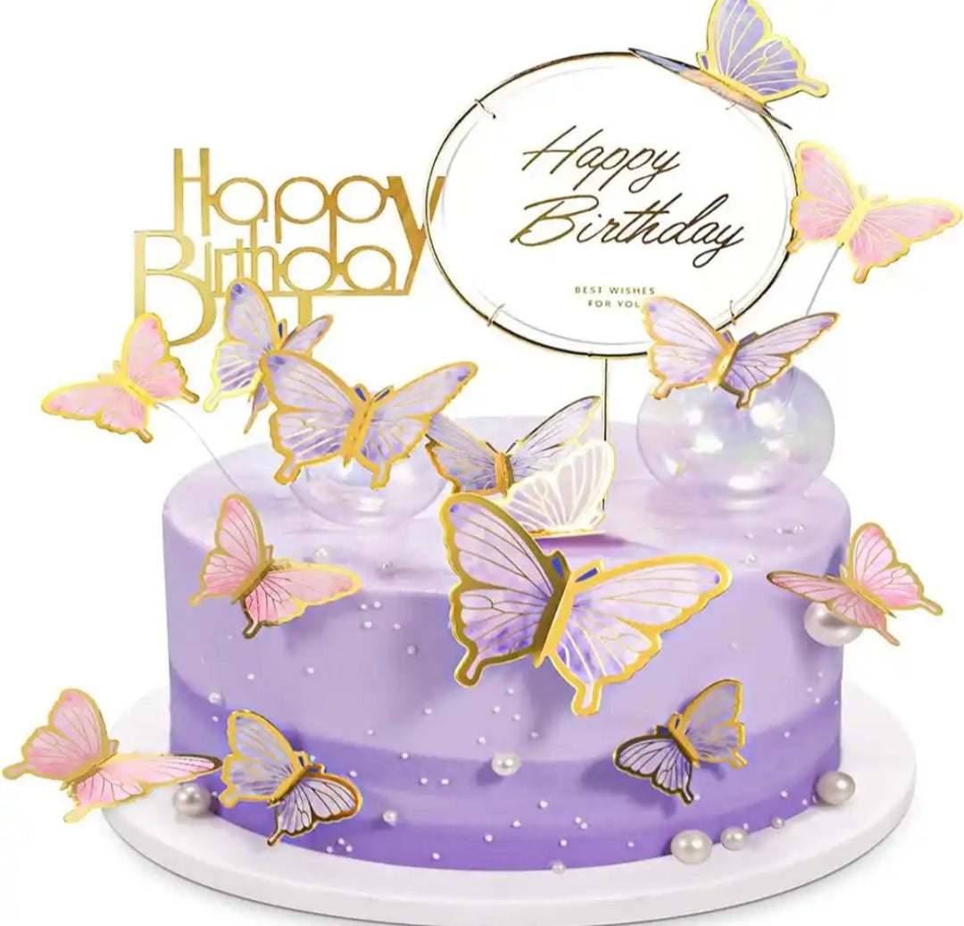 10 Stück Schmetterlinge Kuchen Deko Cupcake Toppers Lila