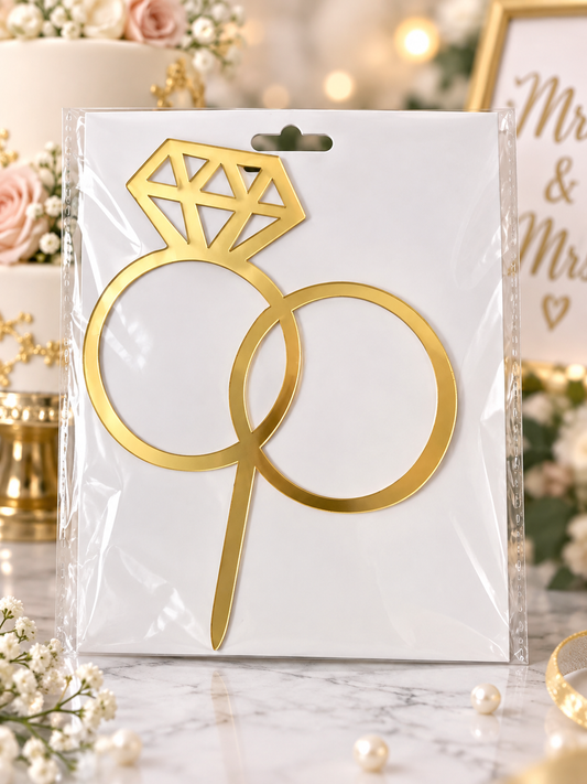 Cake Topper Eheringe Gold – Hochzeitstorten Dekoration
