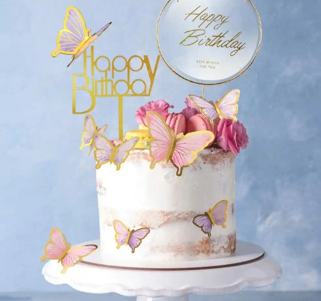 10 Stück Schmetterlinge Kuchen Deko Cupcake Toppers Rosa