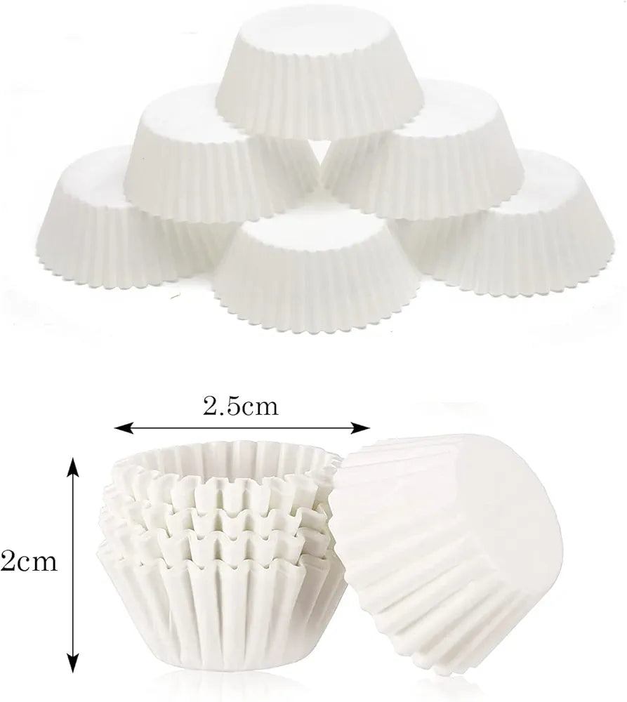 1000 Stück Mini-Cupcake-Förmchen, weiße Cupcake-Formen, Muffinförmchen, Cupcake-Förmchen zum Backen, weiße Einweg-Papier-Backförmchen für Kuchenbälle, Cupcakes, Muffins und Süßigkeiten